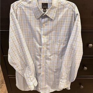 Jos. A. Bank Light Blue and Yellow Checkered Shirt